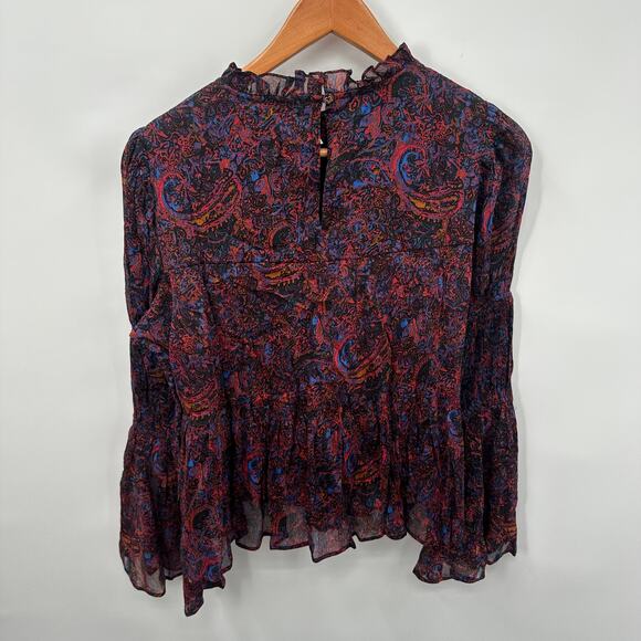 CLEOBELLA NWT Evereve Ines Bell Sleeve Ruffle Hem Blouse // M - Picture 10 of 15